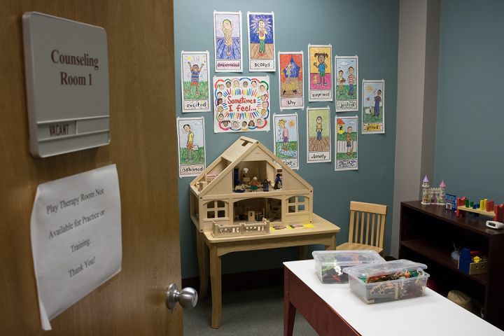 Room in counseling center with toys