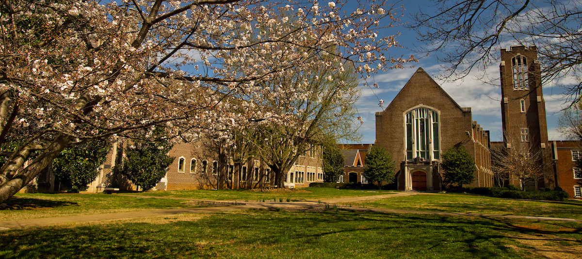 UTC Campus in Spring Campus chapel in the spring