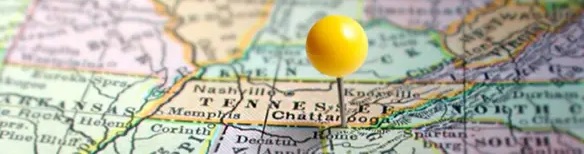 Map Infrastructure map with yellow pinpoint on tennessee