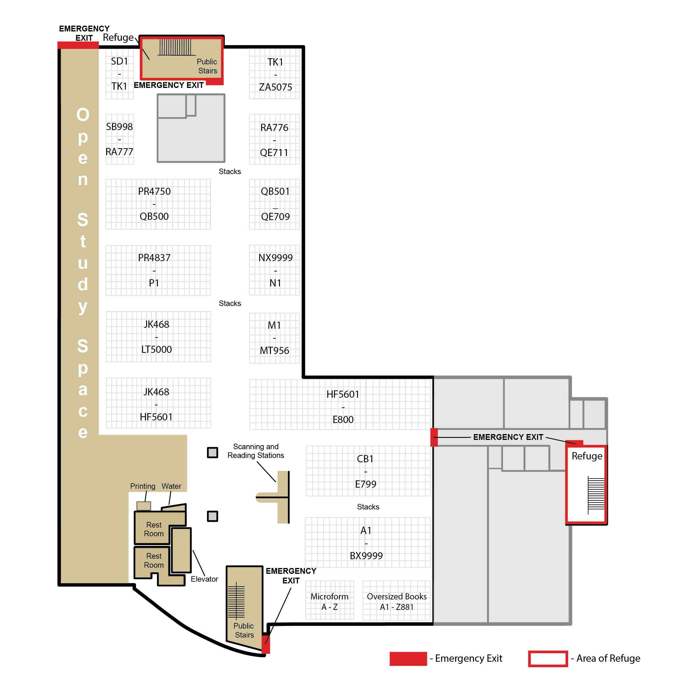 map of ground floor of utc library