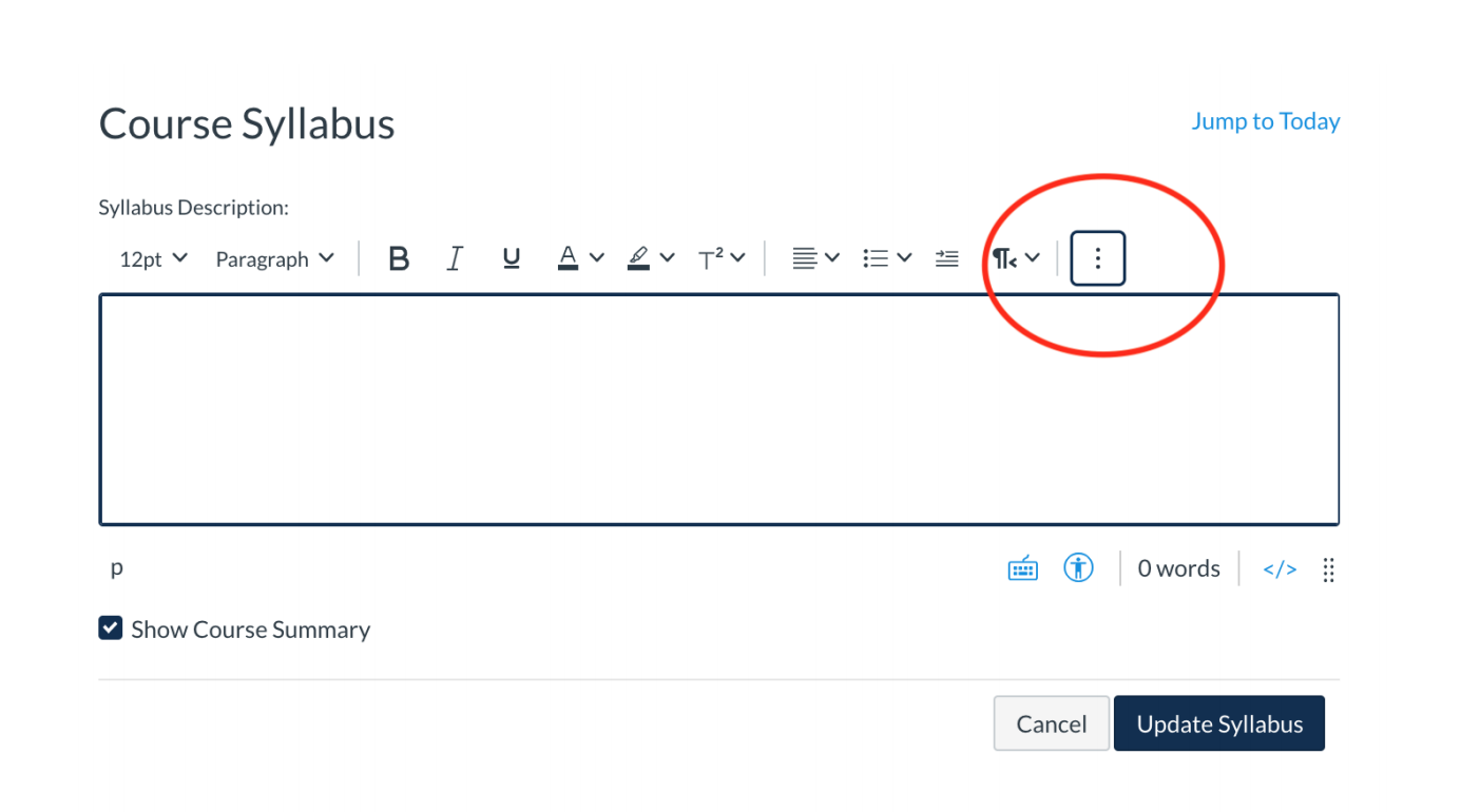Syllabus Upload 3 screenshot of how to add course syllabus to canvas