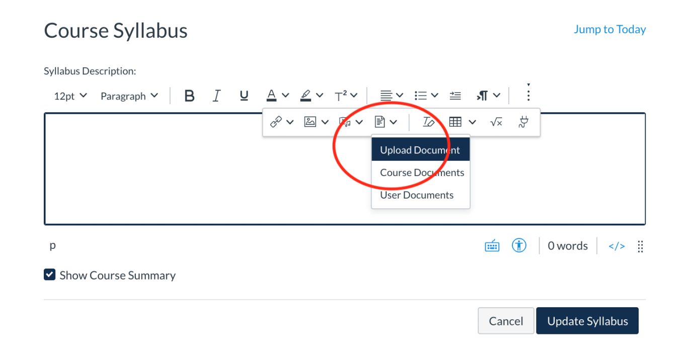 Syllabus Upload 4 screenshot of how to add course syllabus to canvas
