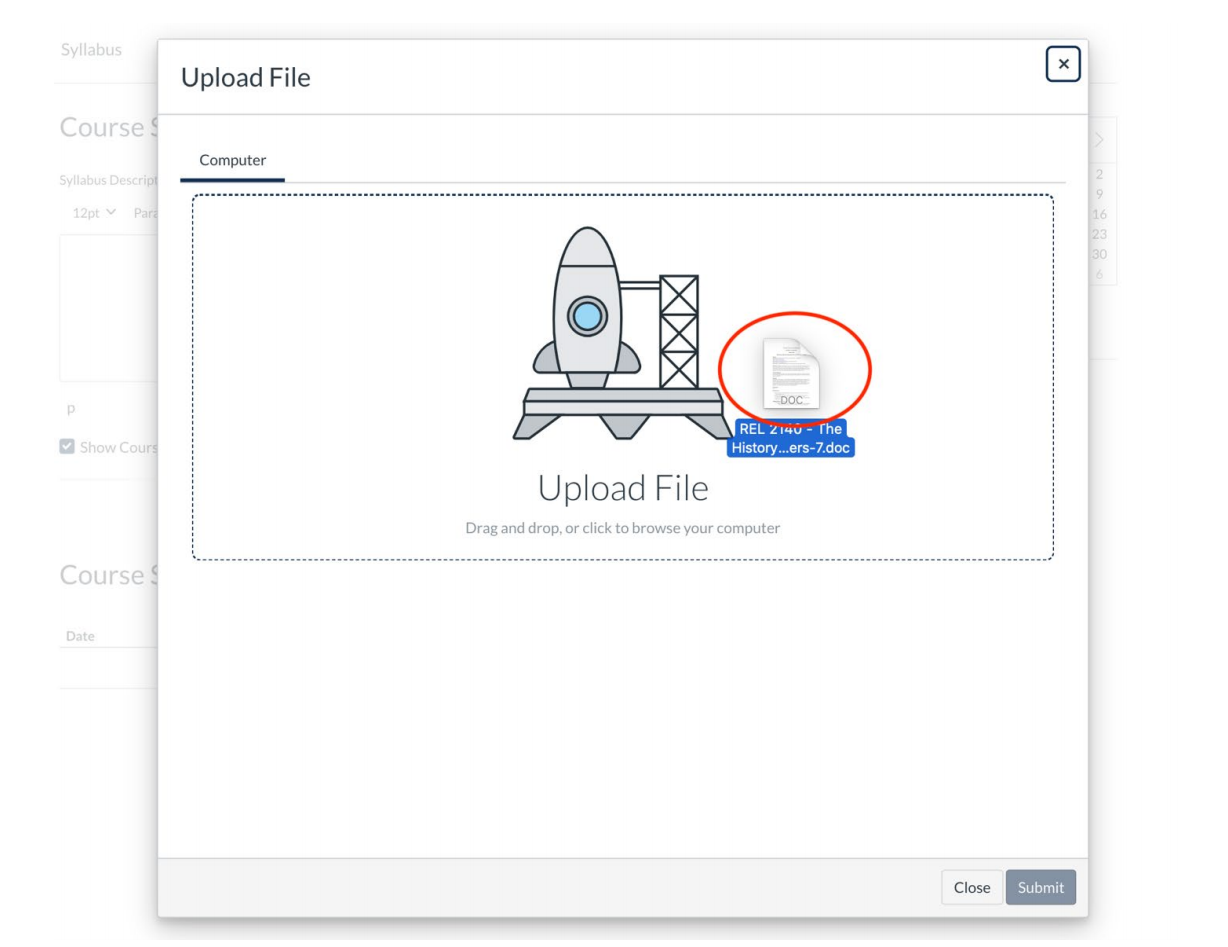 Syllabus Upload 5 screenshot of how to add course syllabus to canvas