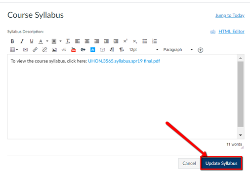 Syllabus Upload 6 screenshot of how to add course syllabus to canvas