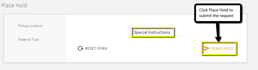 Special instructions button