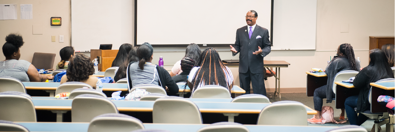 Executive Vice Chancellor Richard Brown Speaking Dr. Richard Brown speaking at an Empowerment Academy session, 2018.