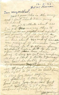 Thomas R. Jones, Sr. correspondence with Mary Mildred Jones, 1943 December 3, 1st Leaf