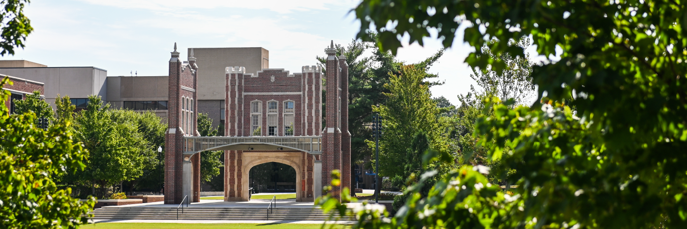 Photo of Chamberlain Pavilion with Lupton and Brock Hall in the background.