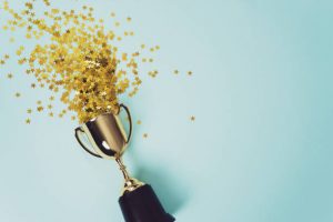 Mini trophy with gold flakes