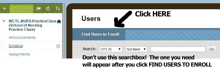 Add Users Button Blackboard