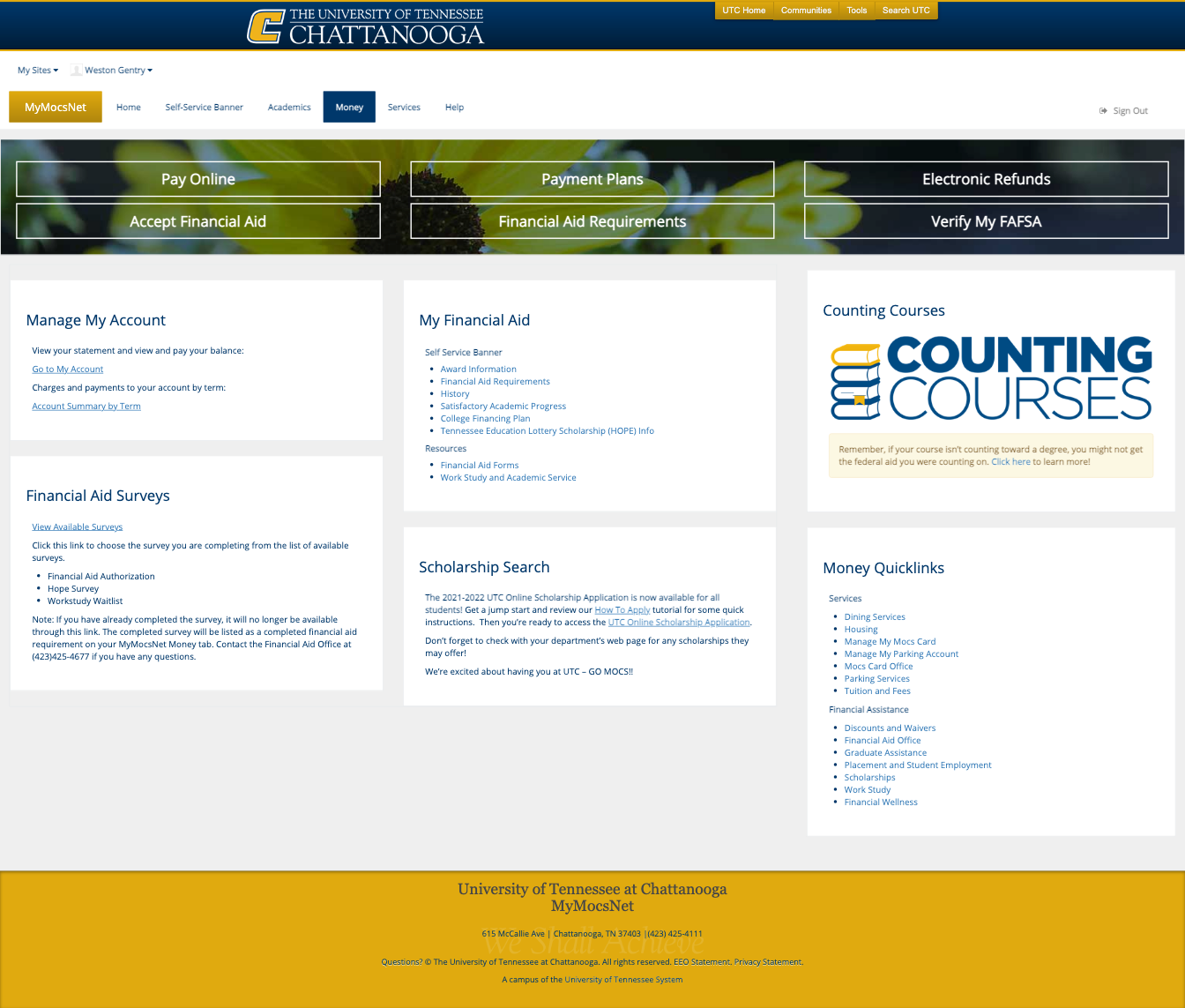 Current Students MyMocsNet Screenshot Money