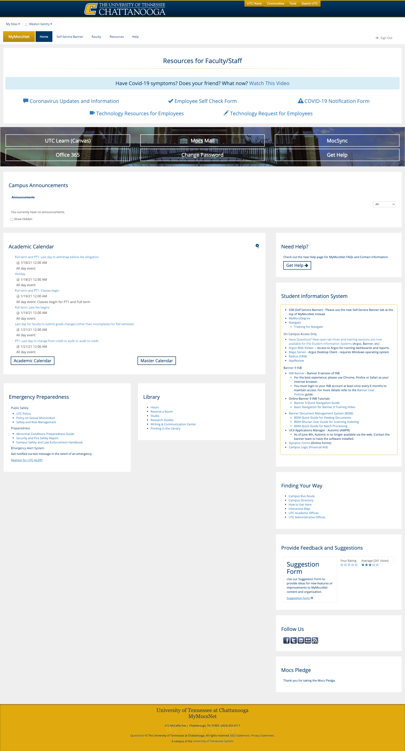 Faculty and Advisors MyMocsNet Screenshot Home
