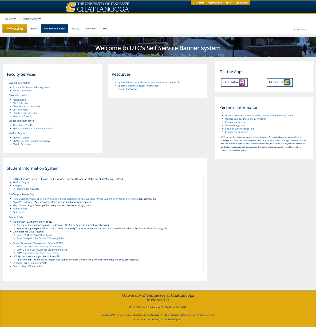 Faculty and Advisors MyMocsNet Screenshot SSB