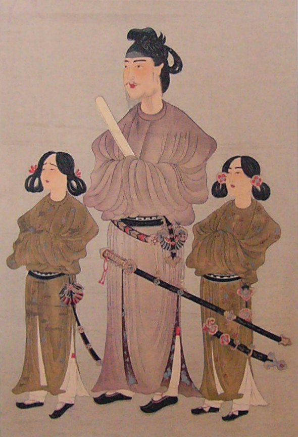 Prince Shōtoku with his two sons