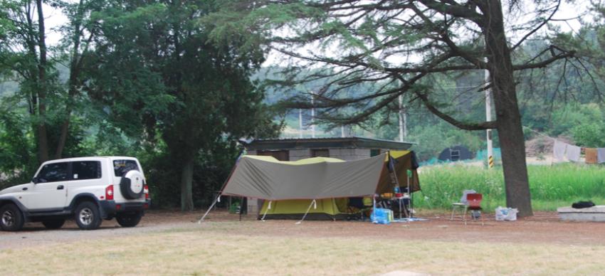 Campground in front of the former Daehak Elementary School.