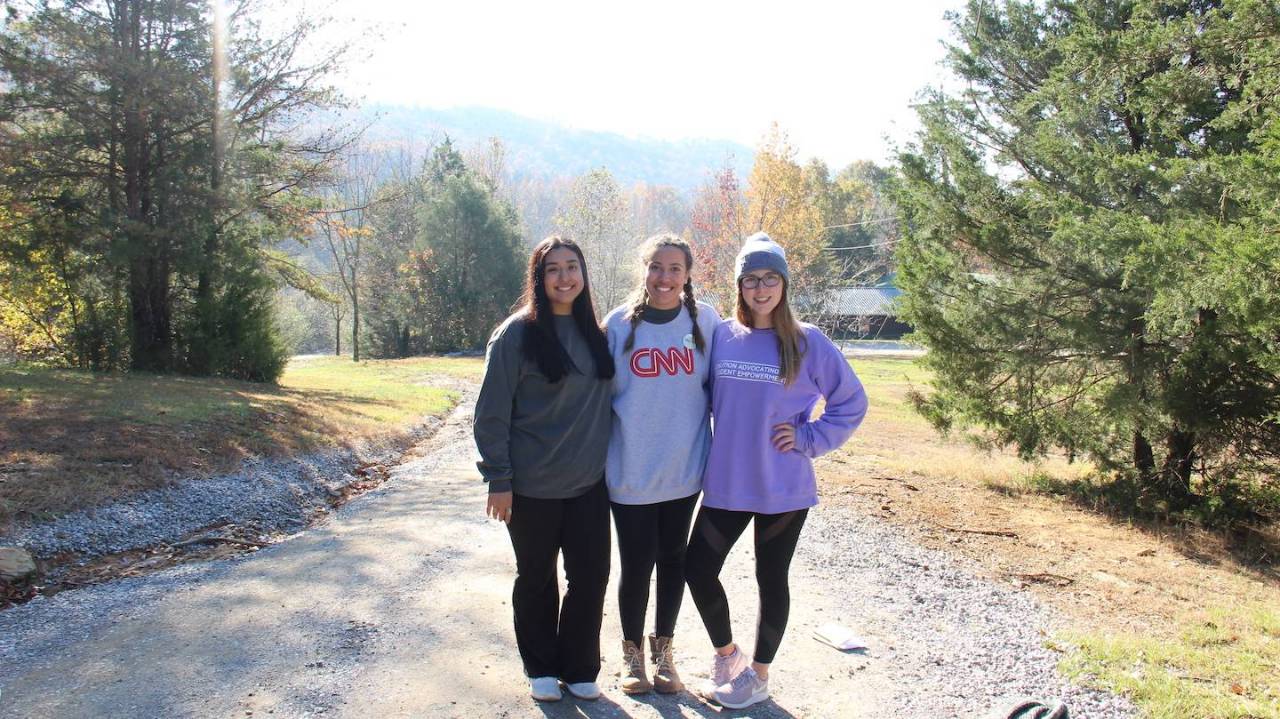 Three women in nature