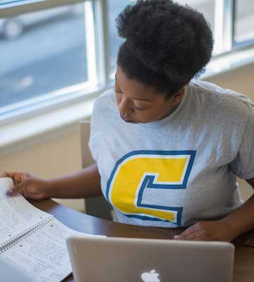 Female student studying