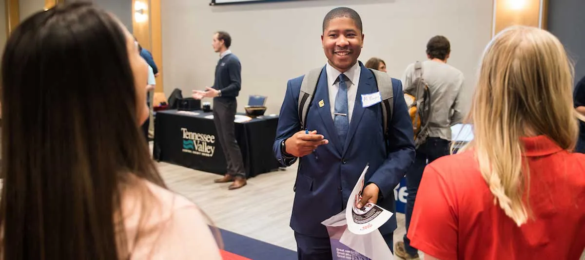 Student at career fair