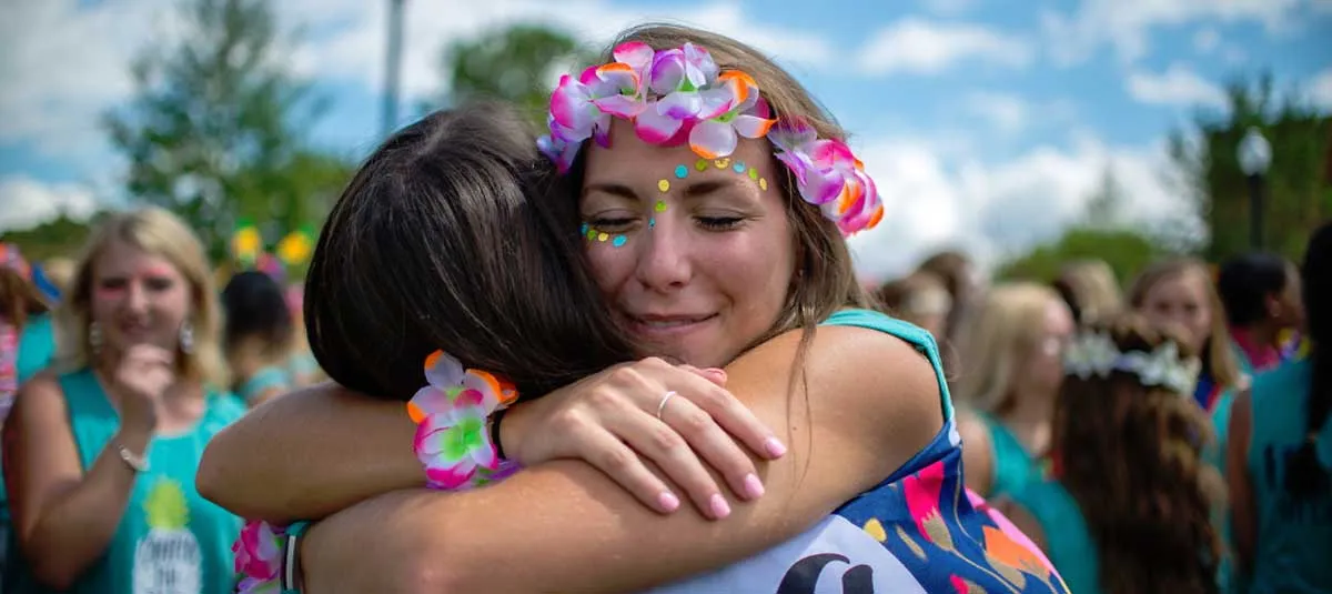 Members of a sorority hugging