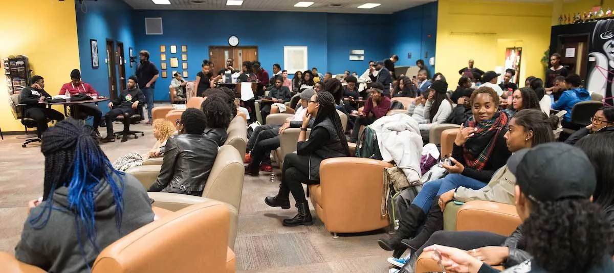 Students in multicultural affairs room