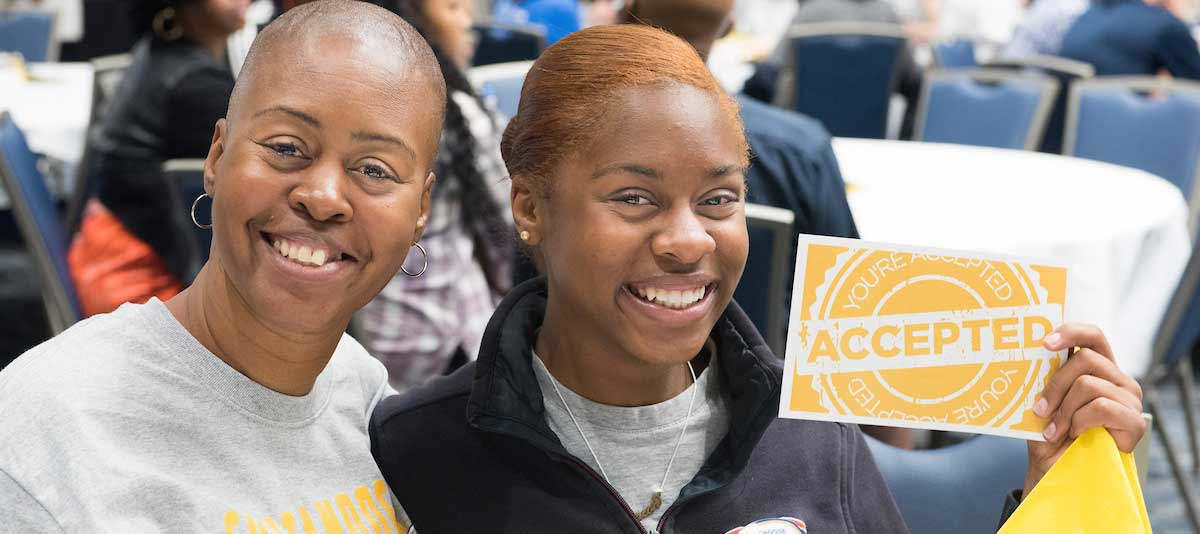 Accepted student with parent