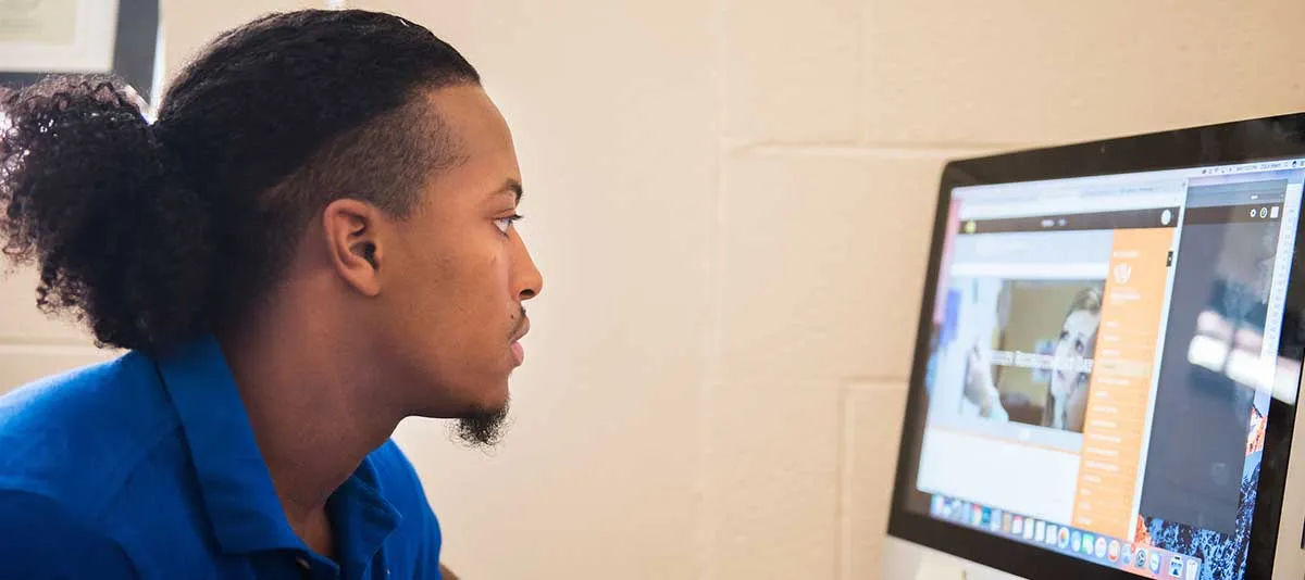 Student on computer