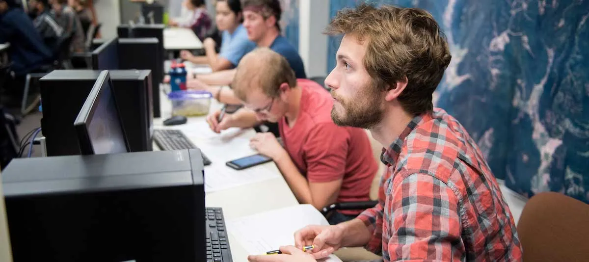 Student working on computer