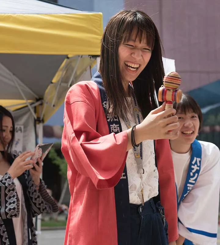 student enjoying a campus event