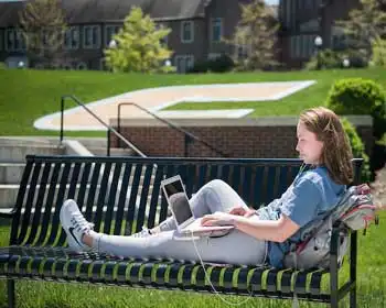 Student on bench