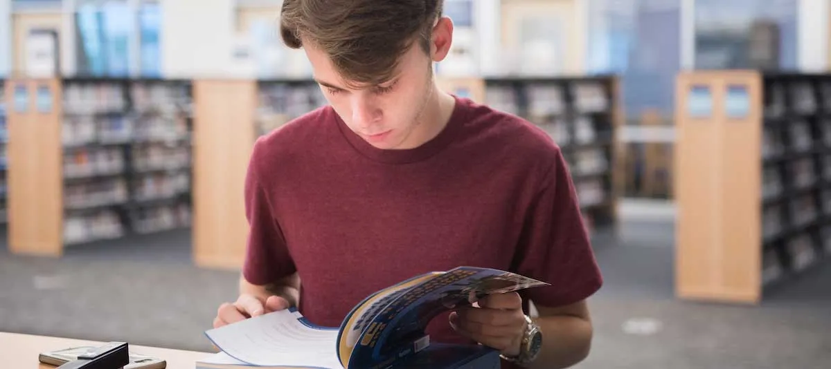 Student in the library