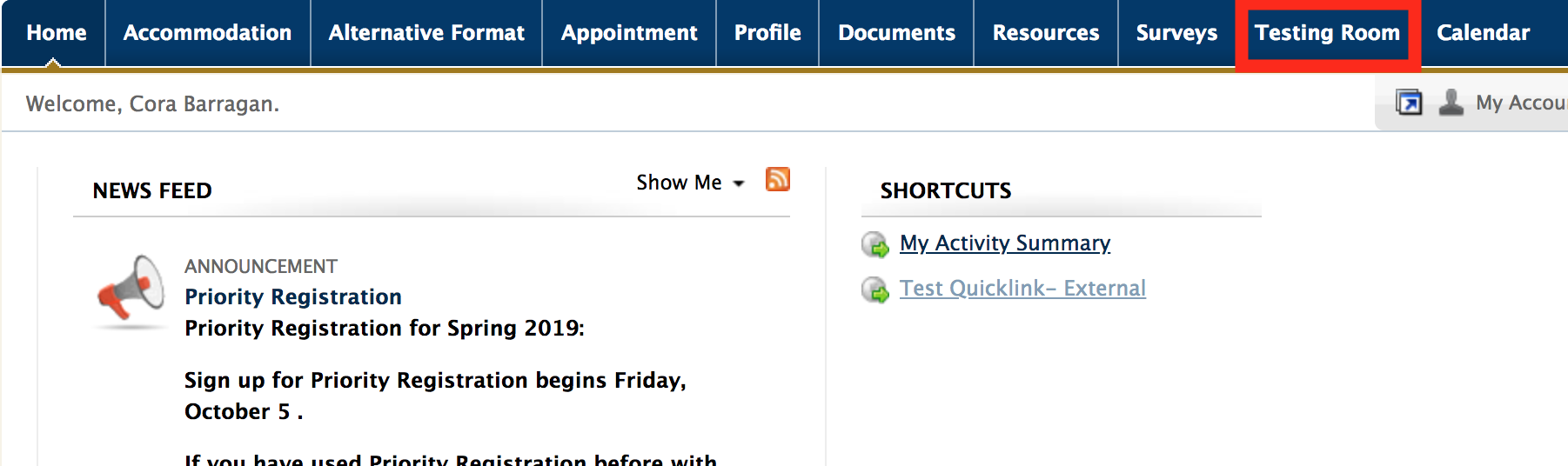 Testing Tab