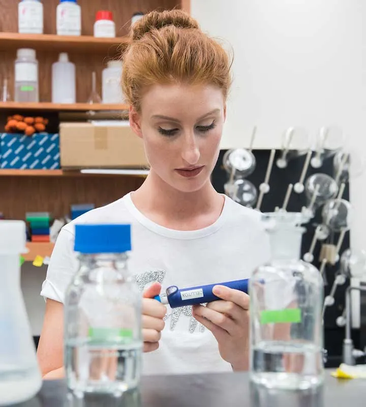 student working in the lab