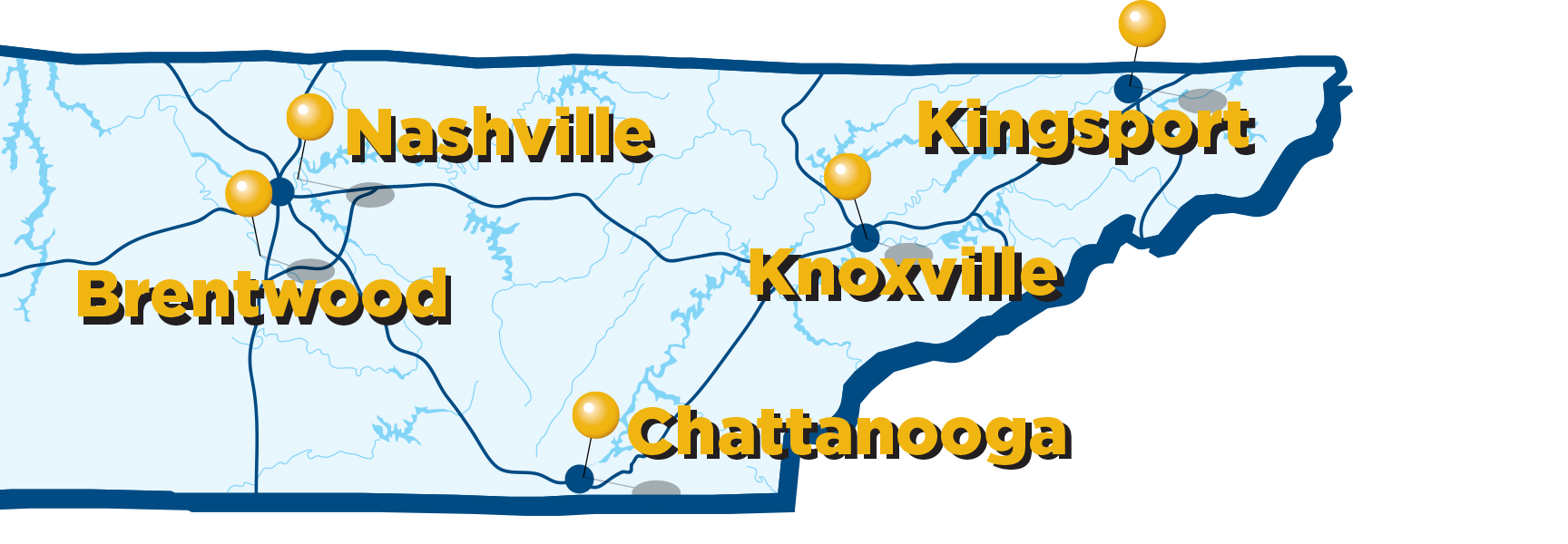 Map of Tennessee Map of Tennessee