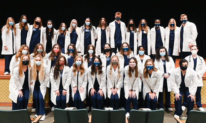 Masked Nursing students at Whitecoat Ceremony, Spring 2021 Masked Nursing students at Whitecoat Ceremony, Spring 2021