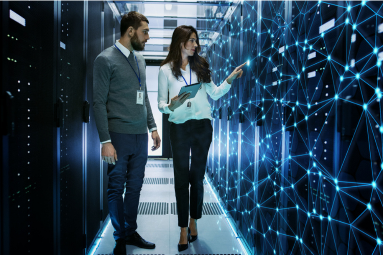 It Male and Female Networking Concept Stock Photo It Male and Female Networking Concept Stock Photo