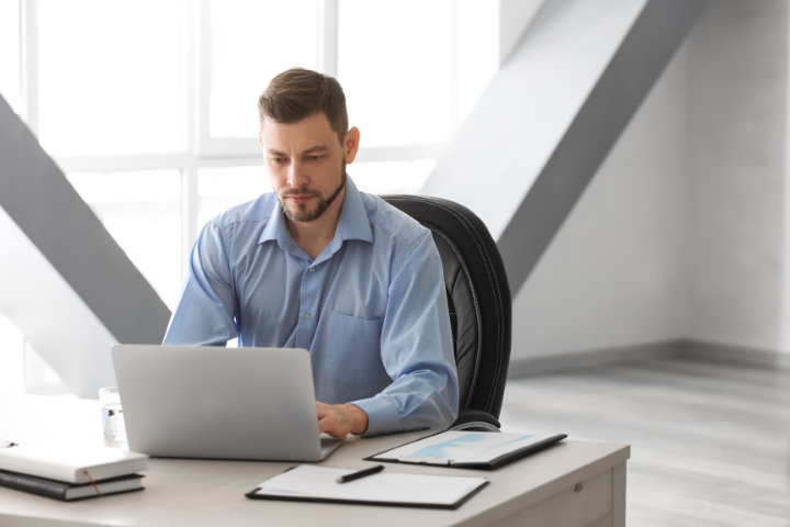 Male Working on Laptop Stock Photo 3