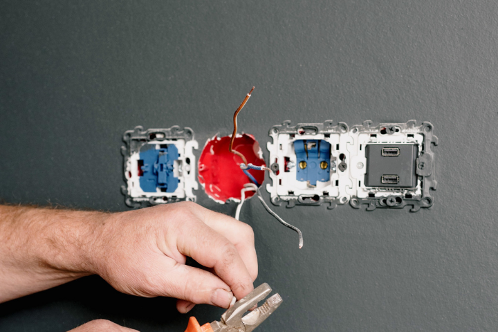 electrician working with wires