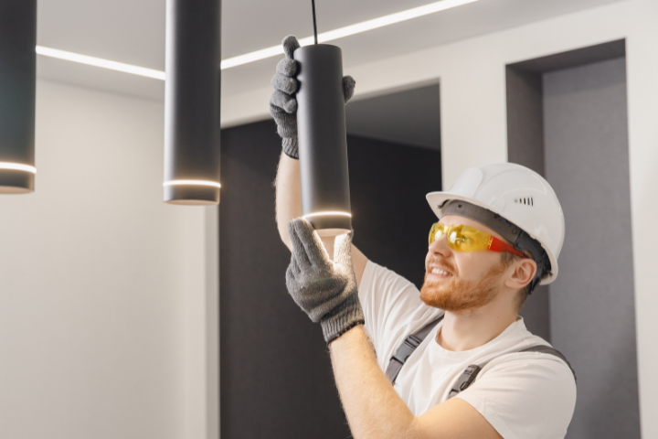 male electrician working with wires