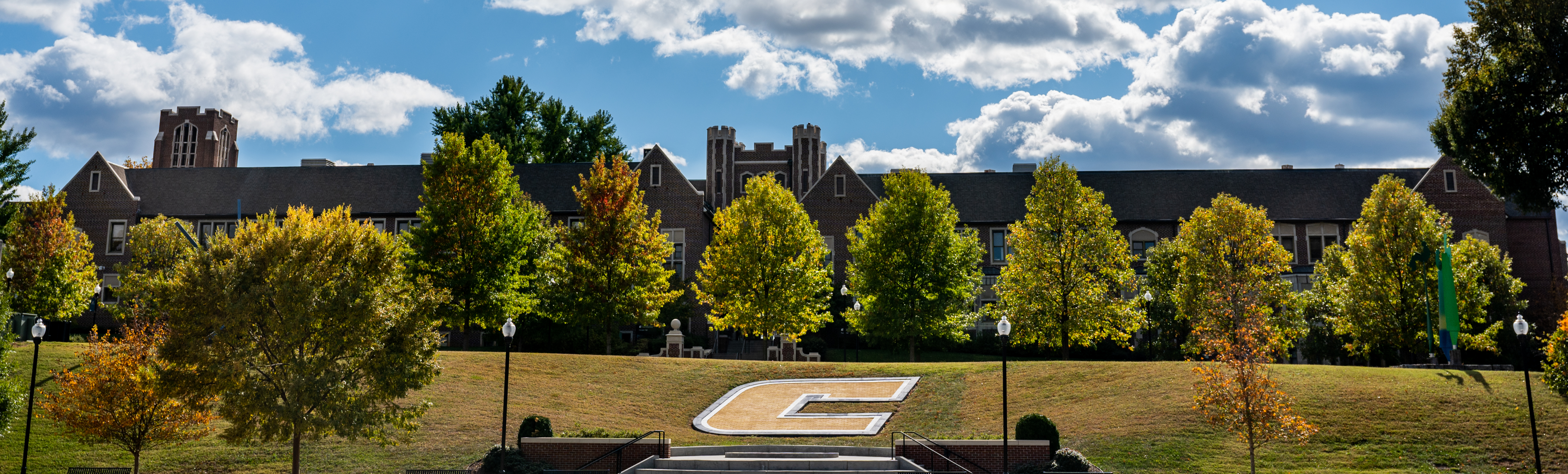 College campus with focus on the power C