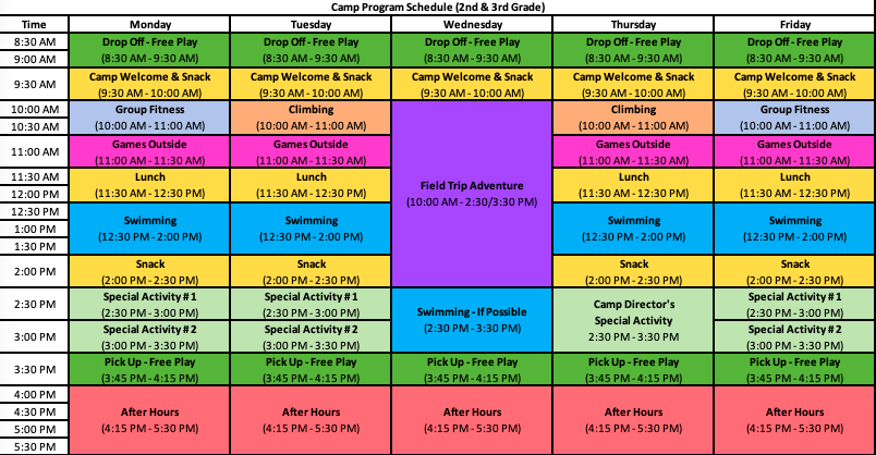 Mocs Adventure Camp - 2-3 Schedule - 2023 - Revised