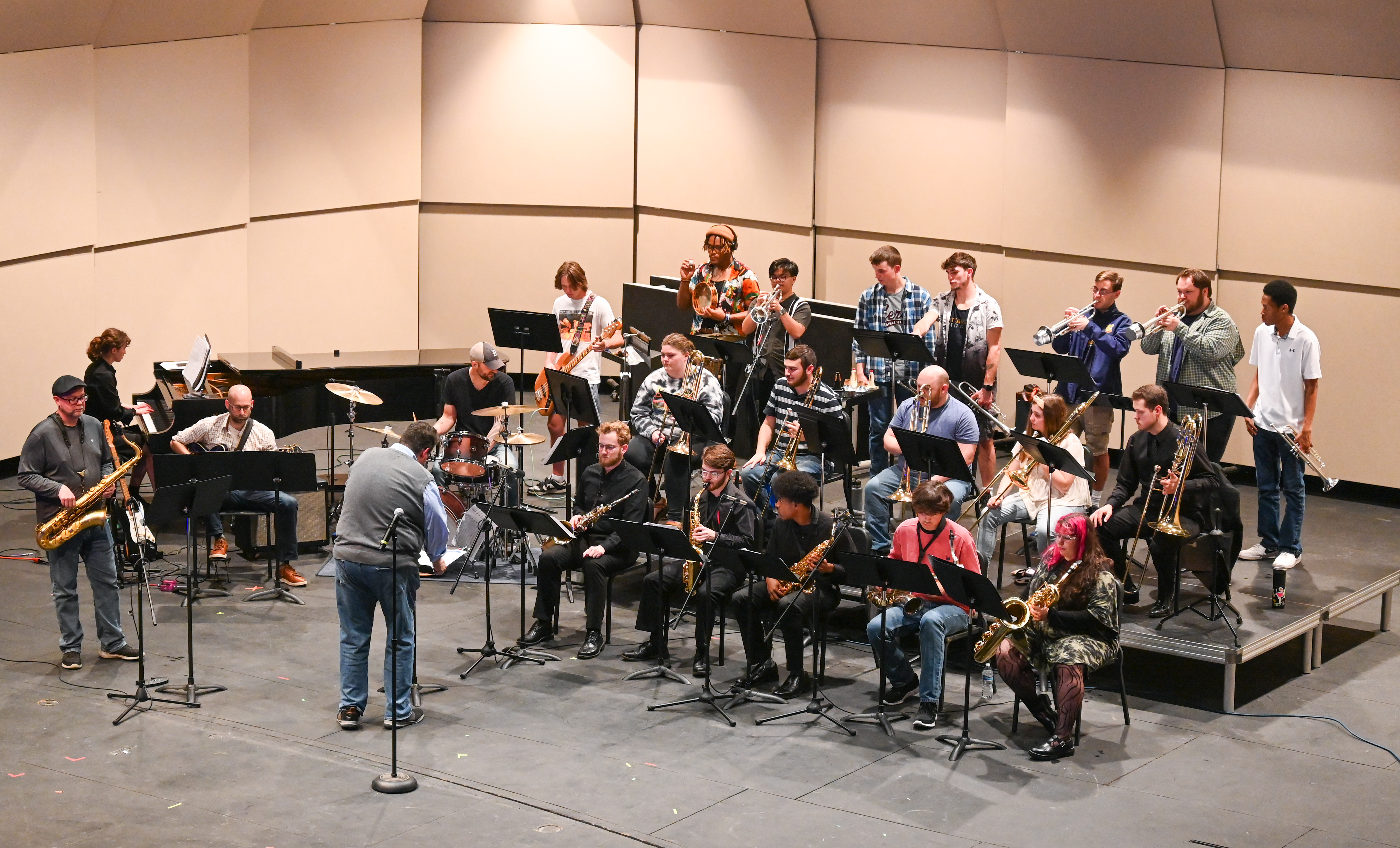 Photo of full UTC jazz band on stage