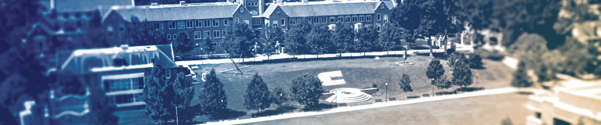 UTC Campus Aerial View with Blue and Gold overlay