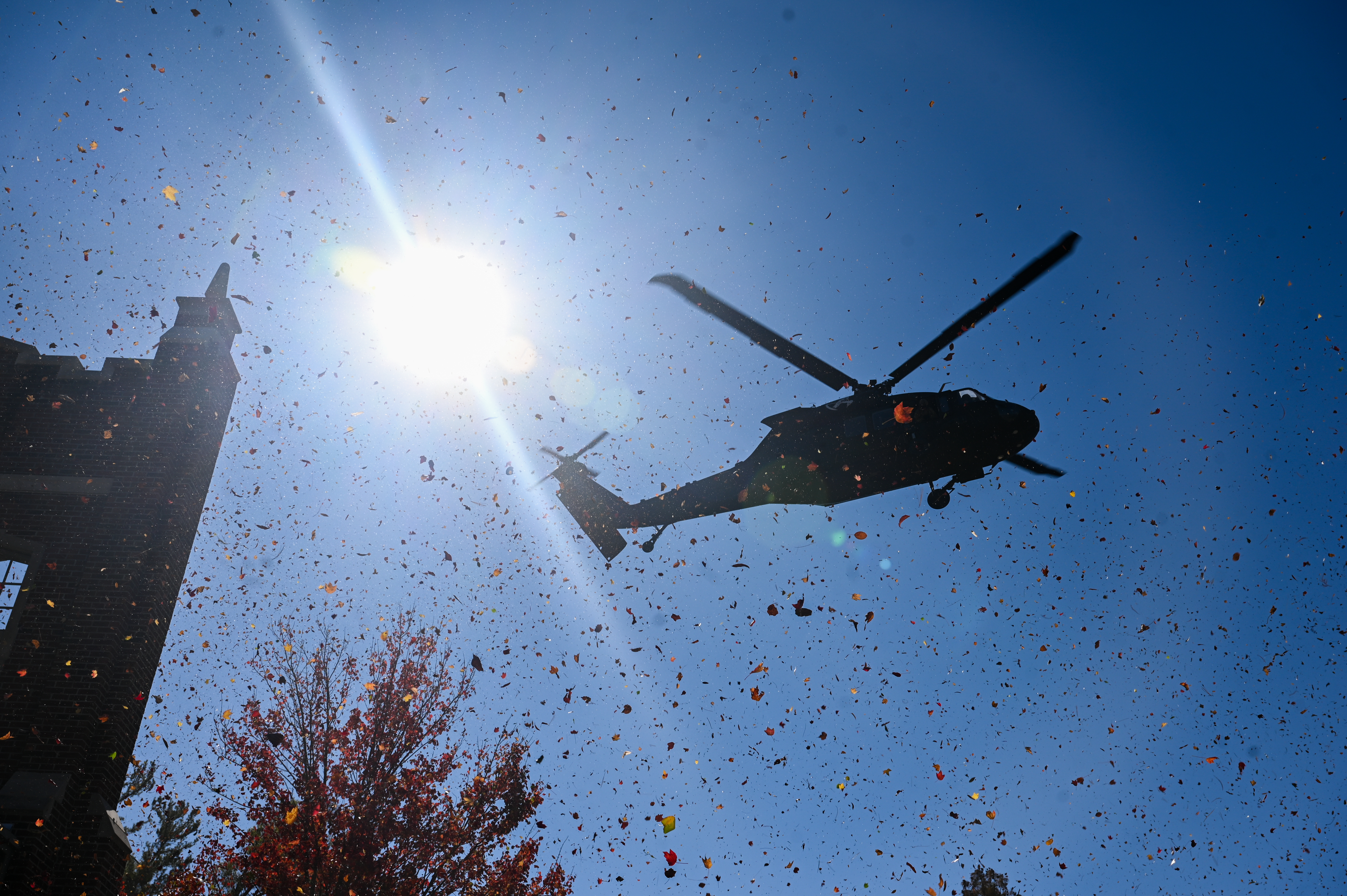 helicopter in the air