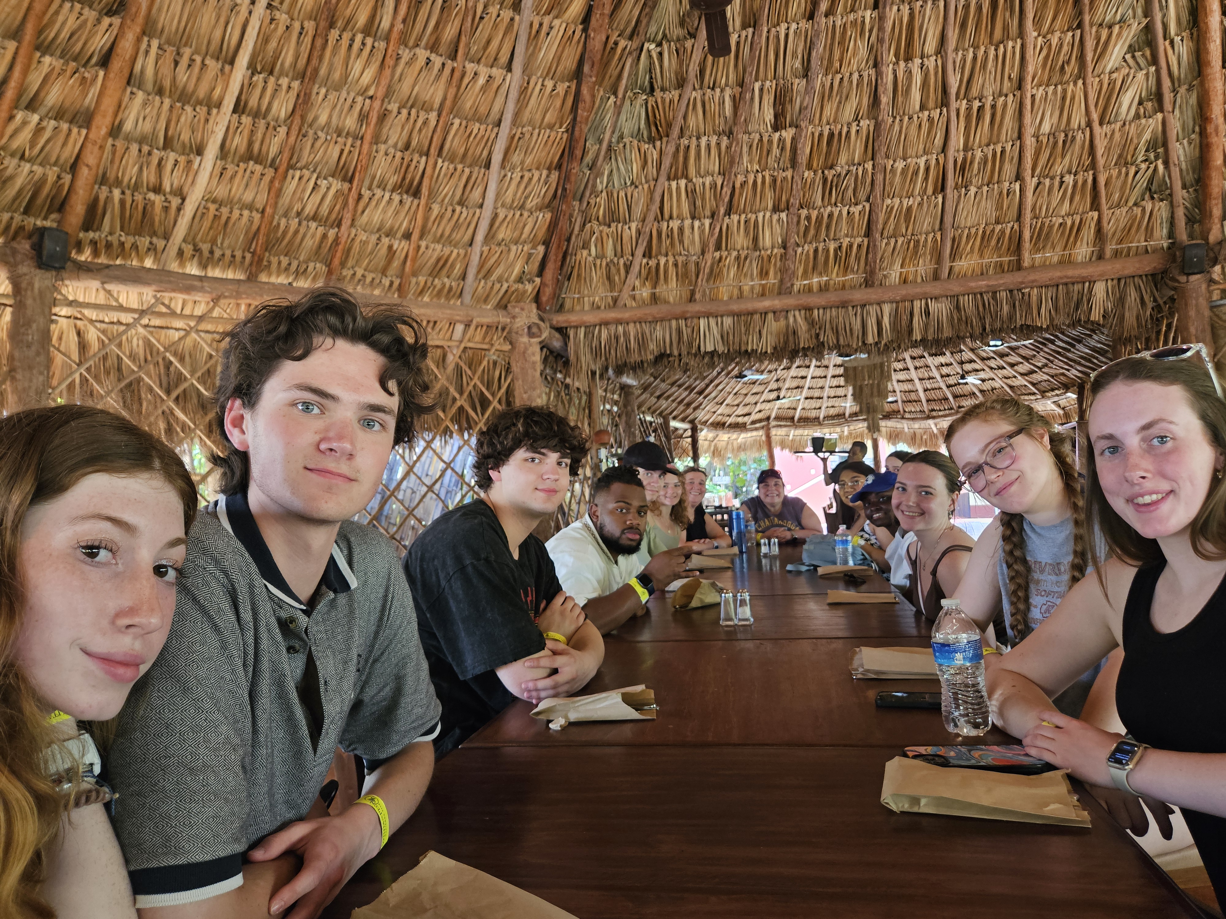 Lunch at Hacienda Sotuta de Peon Students pose for photo during lunch at Hacienda Sotuta de Peon
