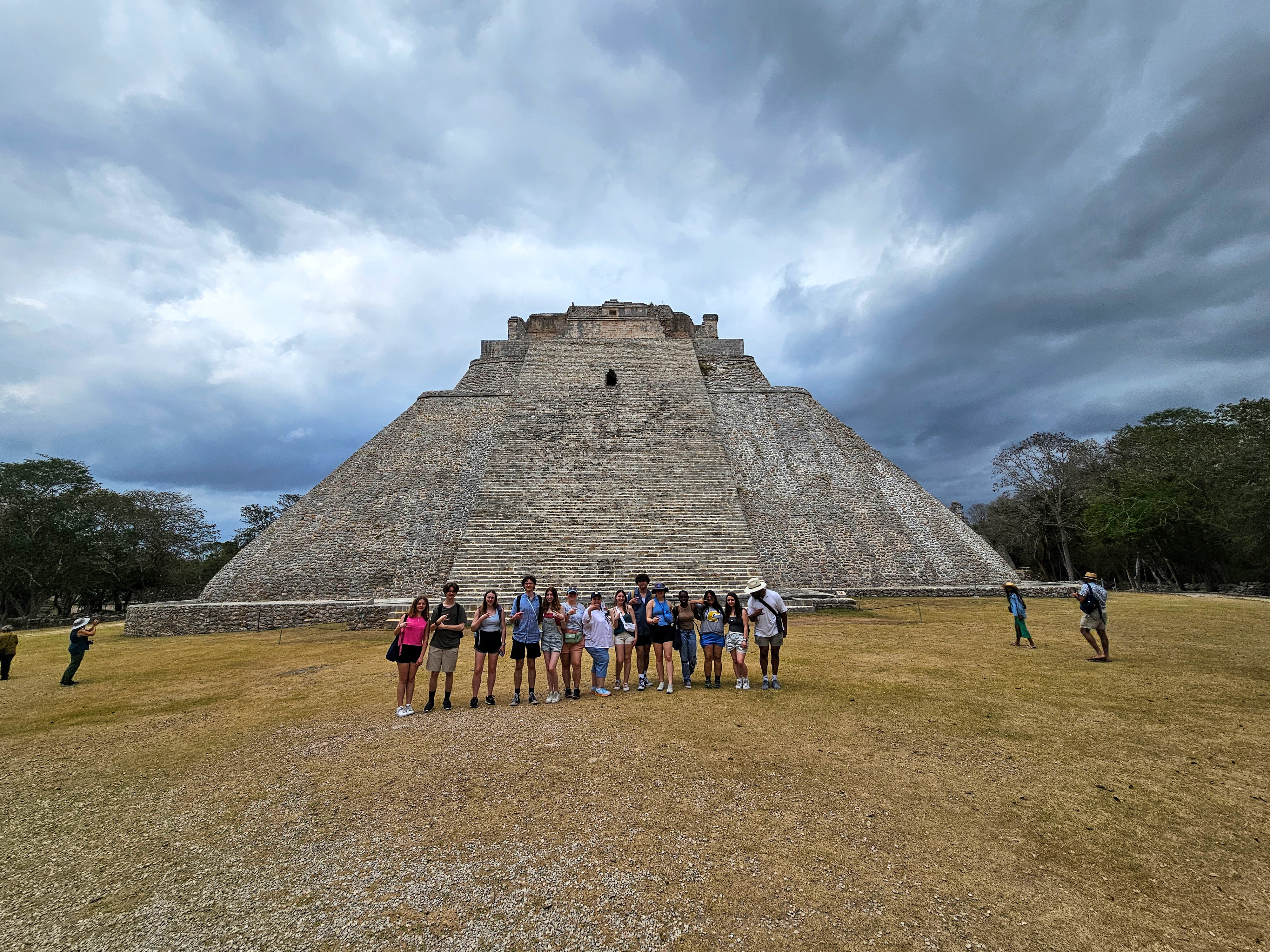 A&SRC Explorers pose in front of the Magician's Pyramid in Uxmal Students pose in front of the Magician's Pyramid in Uxmal