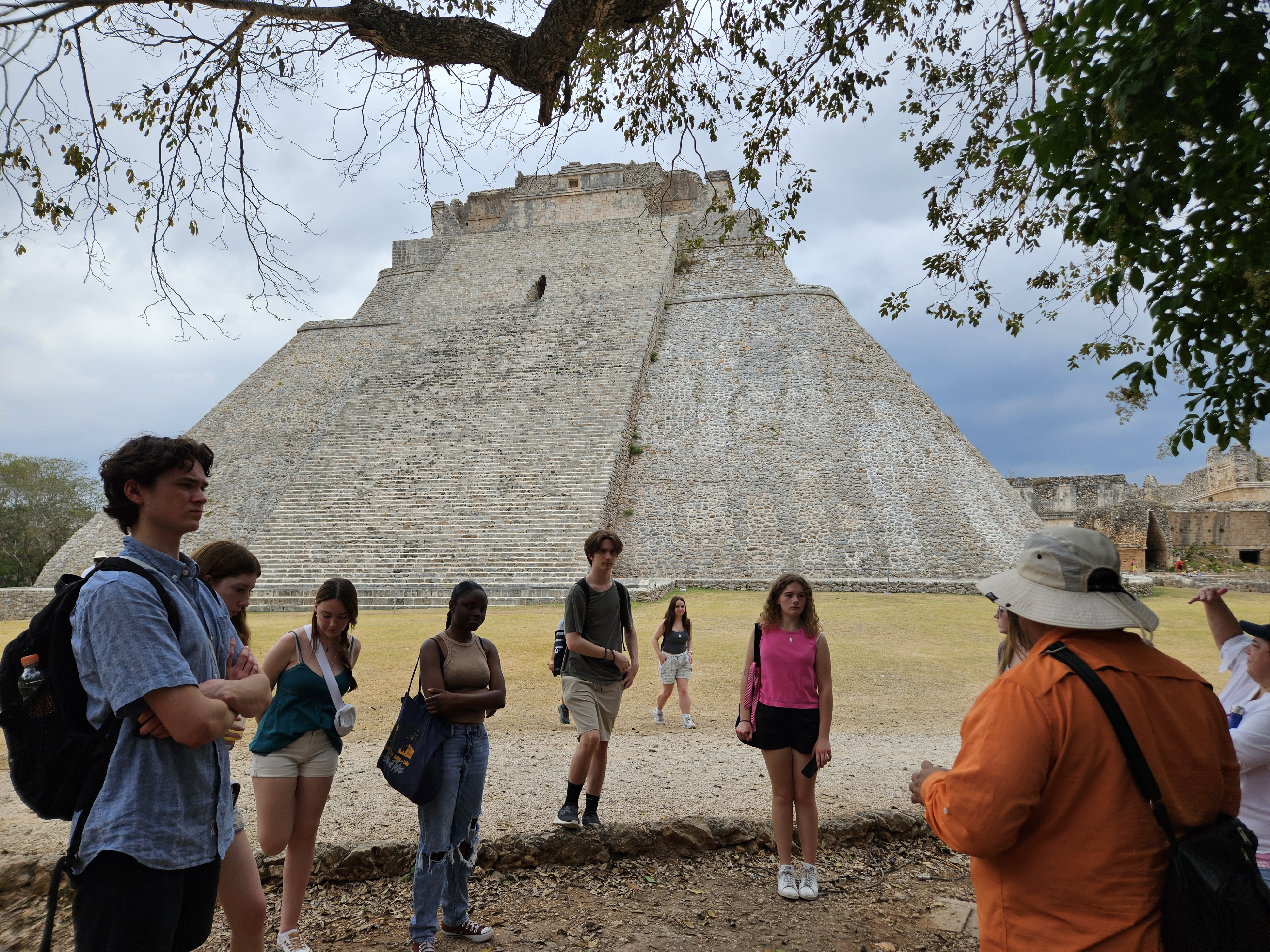 Exploring Mayan civilization at Uxmal site tour Students learning about Mayan civilization at Uxmal site tour