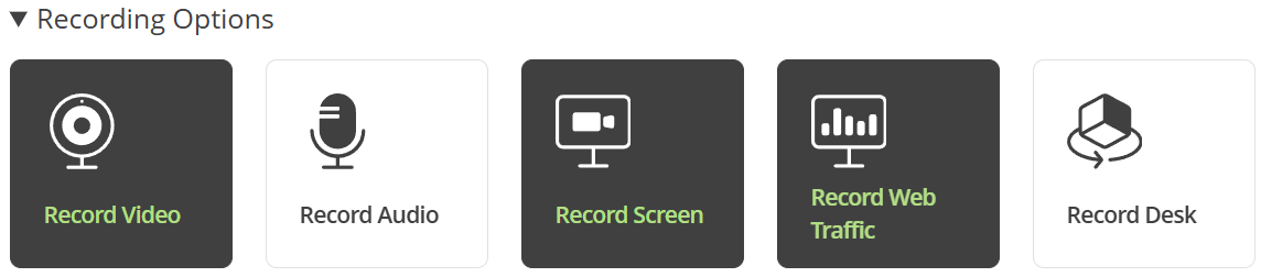 An image showing recommended settings for Proctorio recording options.