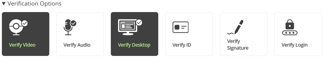 An image showing recommended settings for Proctorio verification options