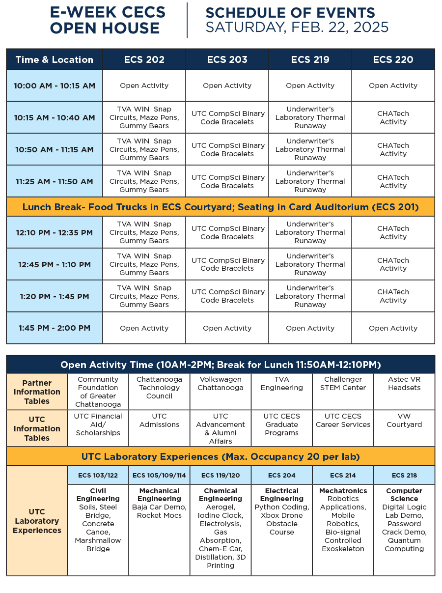 eweek Schedule of events 