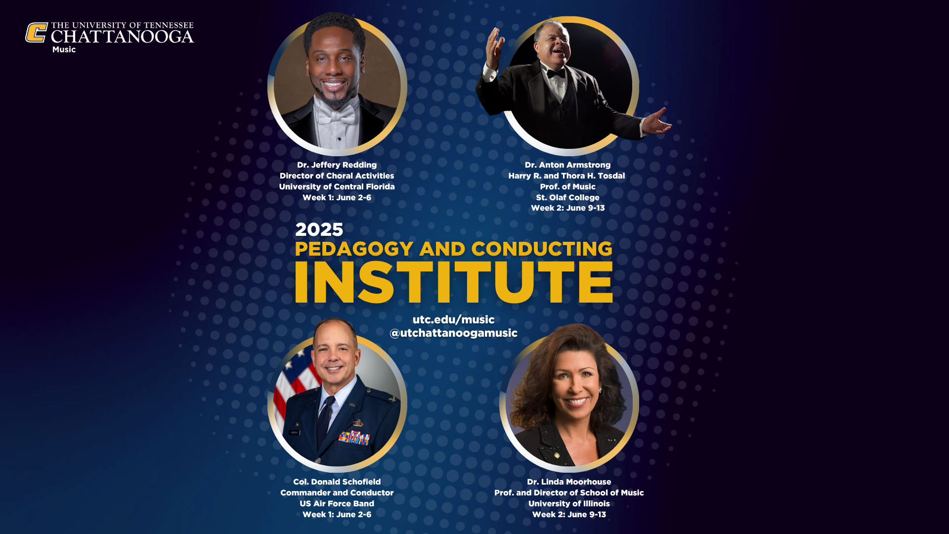 Conducting Institute 2025 Institute announcement with headshots
